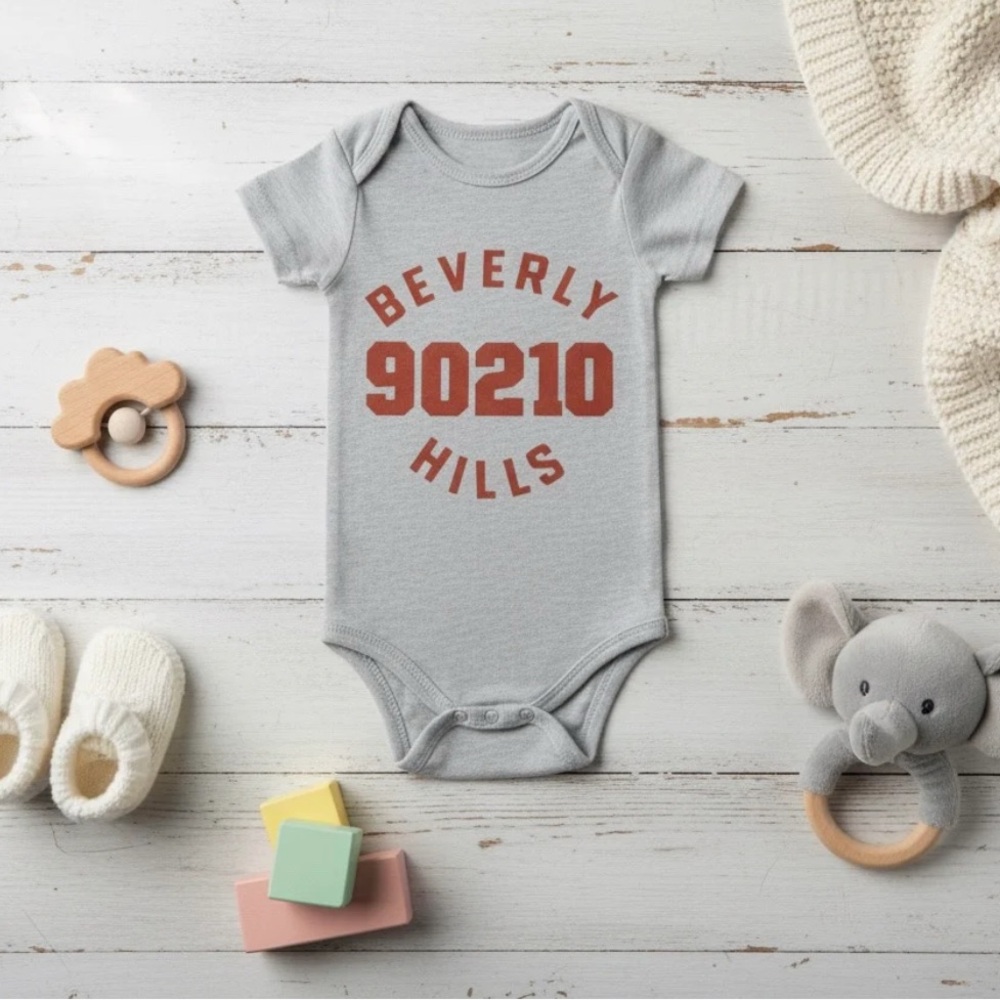Gray Beverly Hills Baby Onesie